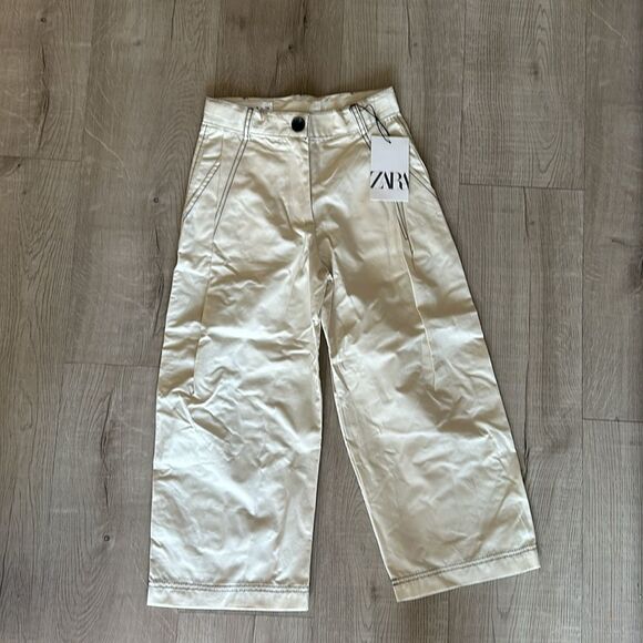 ZARA Kids | Butter | TOPSTITCHED POPLIN PANTS - Picture 8 of 8